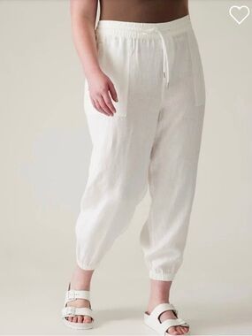 Athleta Retreat Linen Pant Women’s Size 22 Joggers Summer White Cruise Vacation